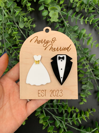 Merry & Married Christmas Ornament